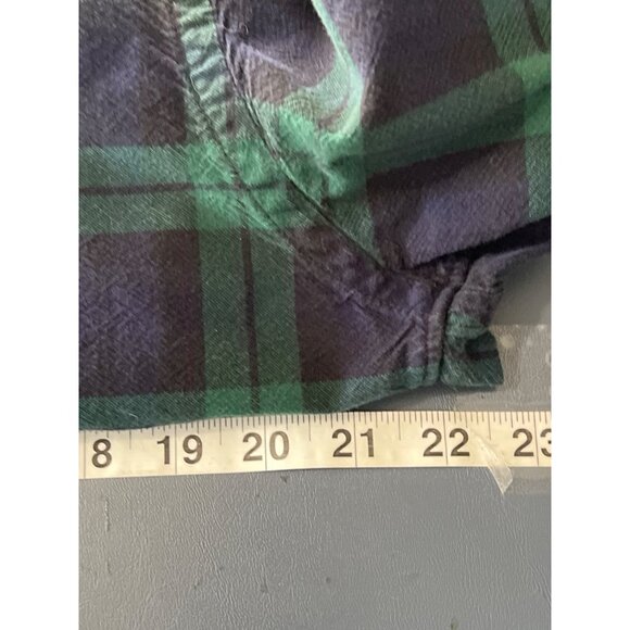 J Crew Green Navy Blue Plaid Flannel Button Down Shirt Large Cabincore Outdoors - Picture 5 of 9